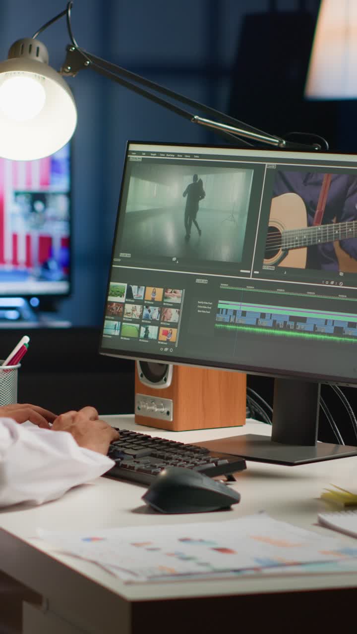 Montaje de vídeo vertical de un director de fotografía creando una película