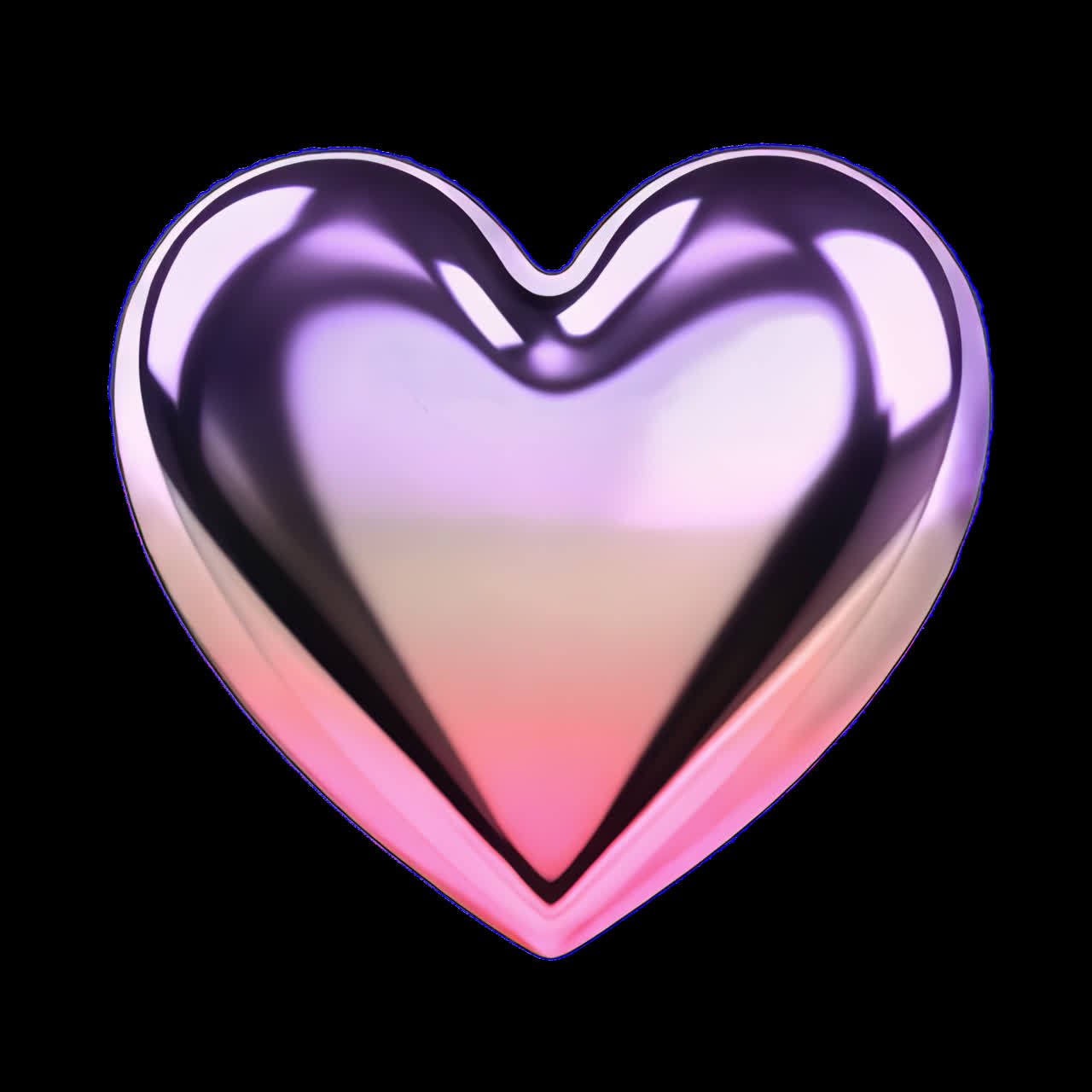 Glossy heart with gradient animation isolated asset, transparent 4K video, alpha channel, ProRes