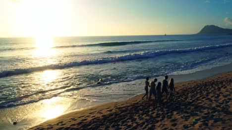 tourists walking at beach 4k