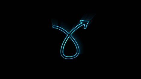 glowing neon line arrow icon isolated on black background. direction arrowhead symbol. motion graphics