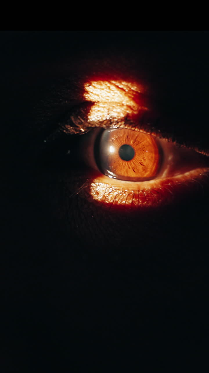 Primer plano de un ojo humano en la oscuridad