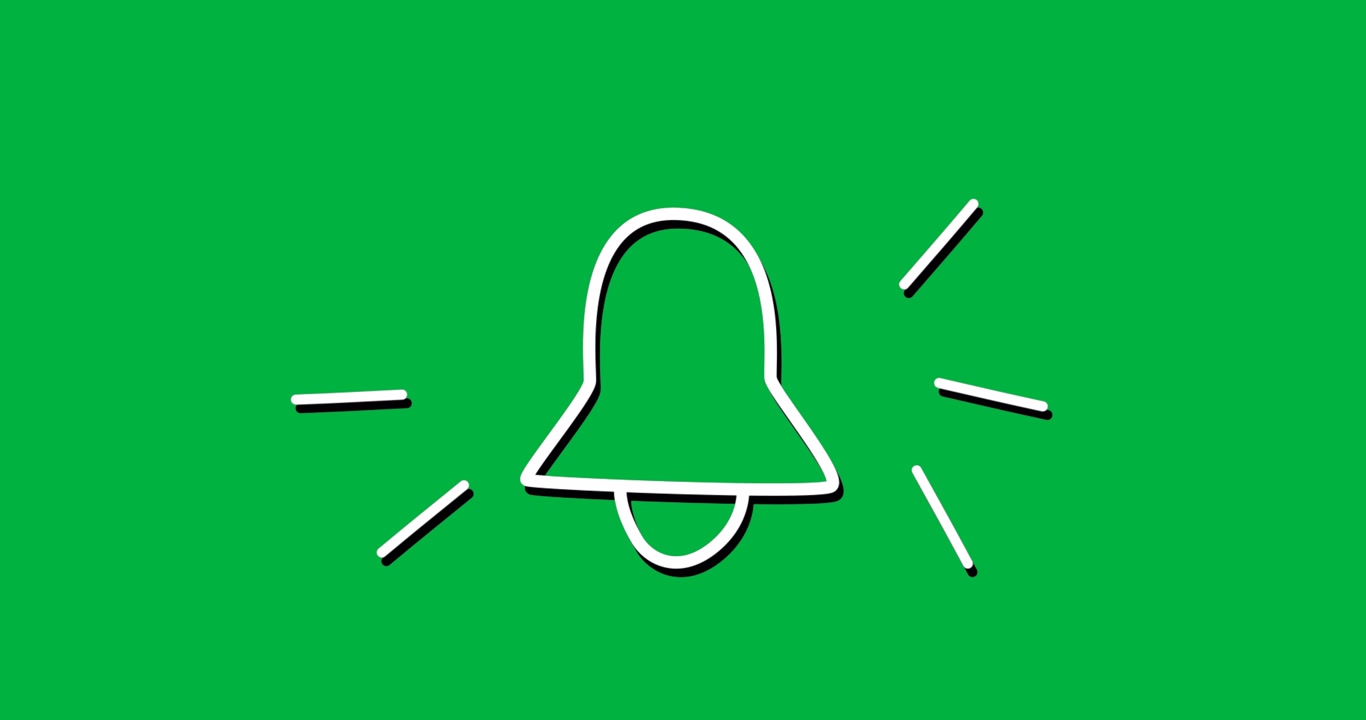 Animated Notification Bell Icon on Green Screen