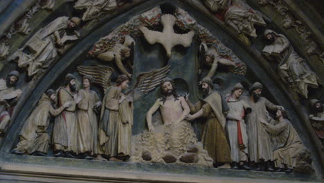 burgos cathedral jesus christ tympanum, burgos, spain, medium shot zoom out