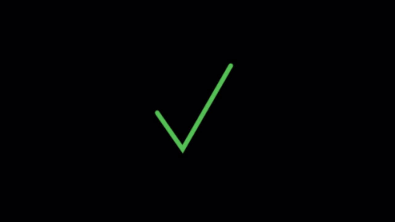 Green Checkmark Drawing Animation on Black Background