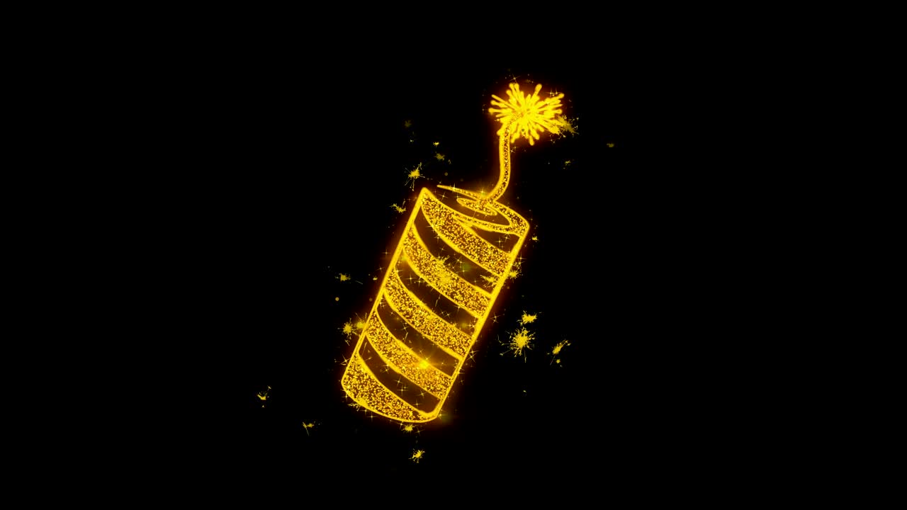 el icono de la explosión de la bomba hace chispas de partículas sobre un fondo negro.