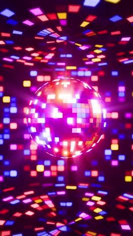 vibrant disco ball animation with dynamic pixel background. vertical looped animation