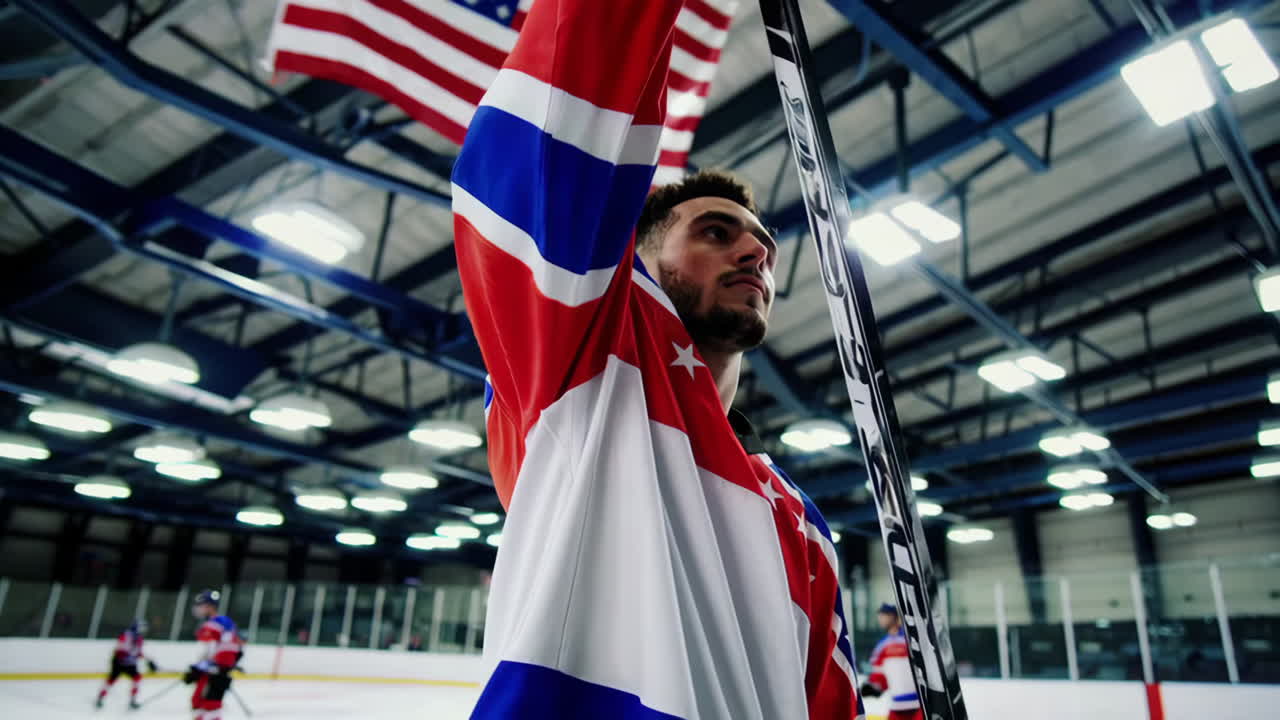 Hockey Player on Ice Arena