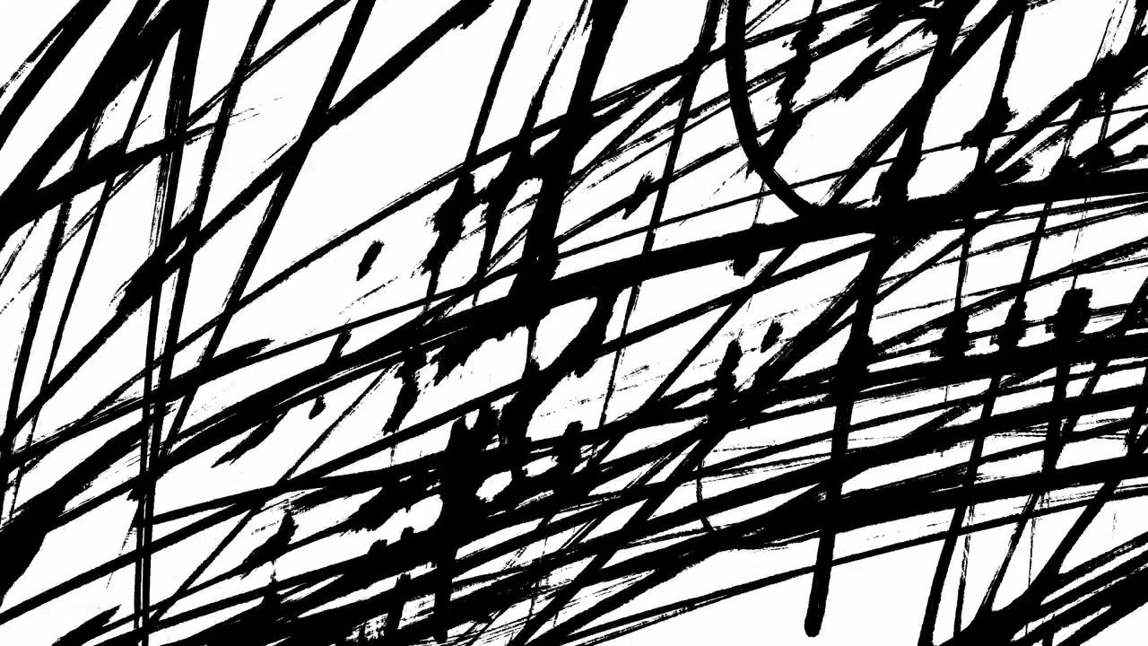Animação Dinâmica de Pinceladas Abstratas de Tinta Preta e Branca