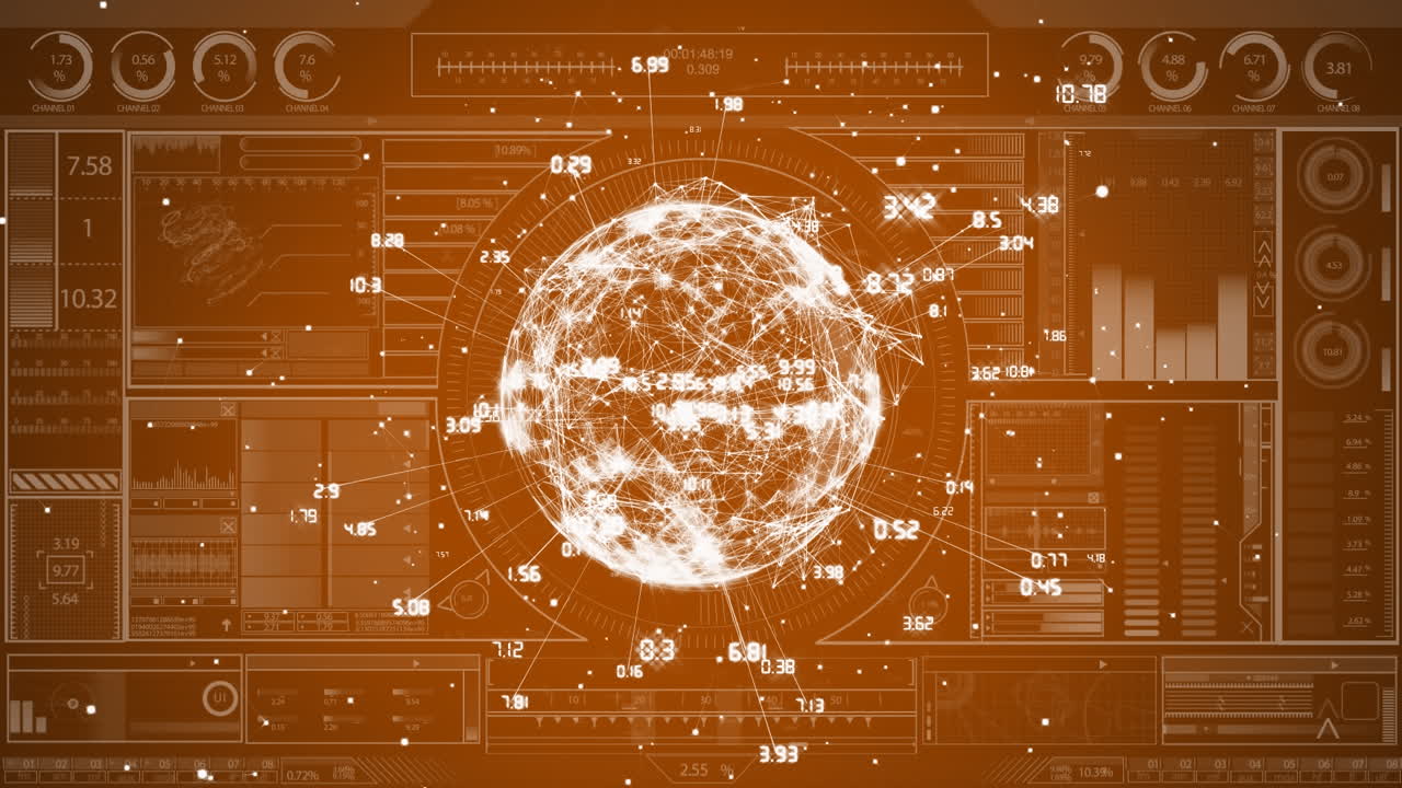 Globe of network of connections against digital interface with data processing