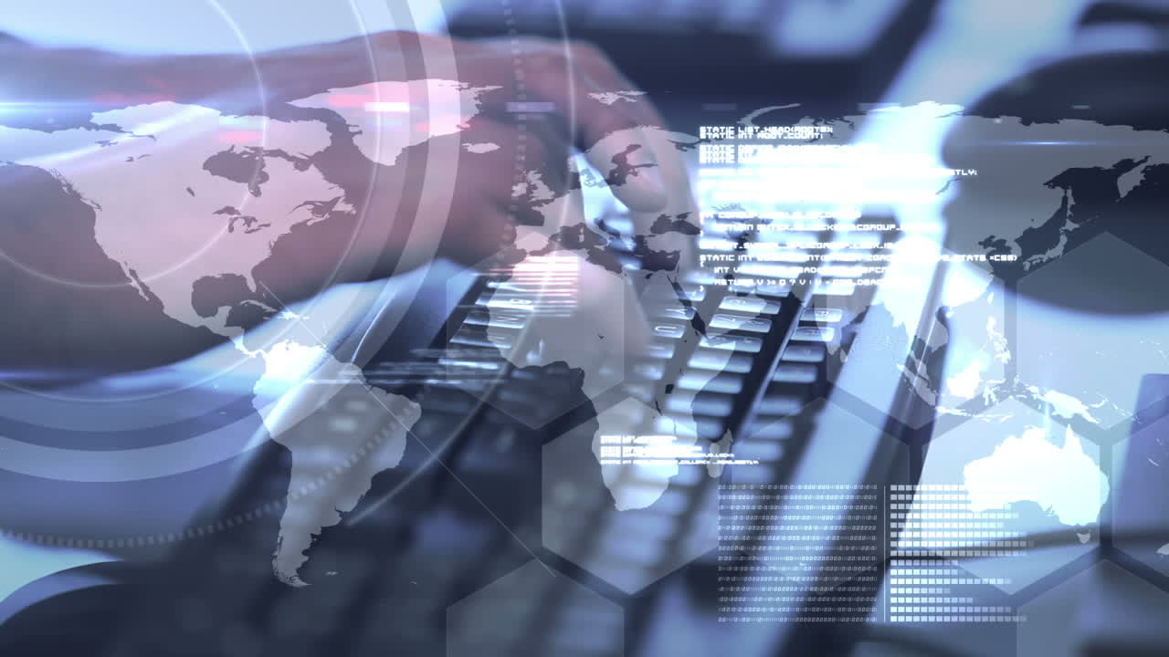 geographical interface over hands typing