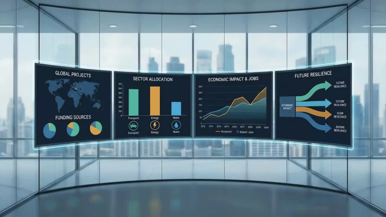 Digital Data Visualizations on Curved Screens in Modern Office