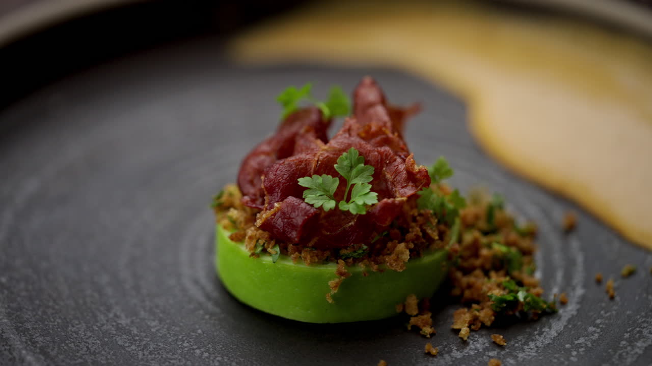 Gourmet Dish with Apple and Bacon