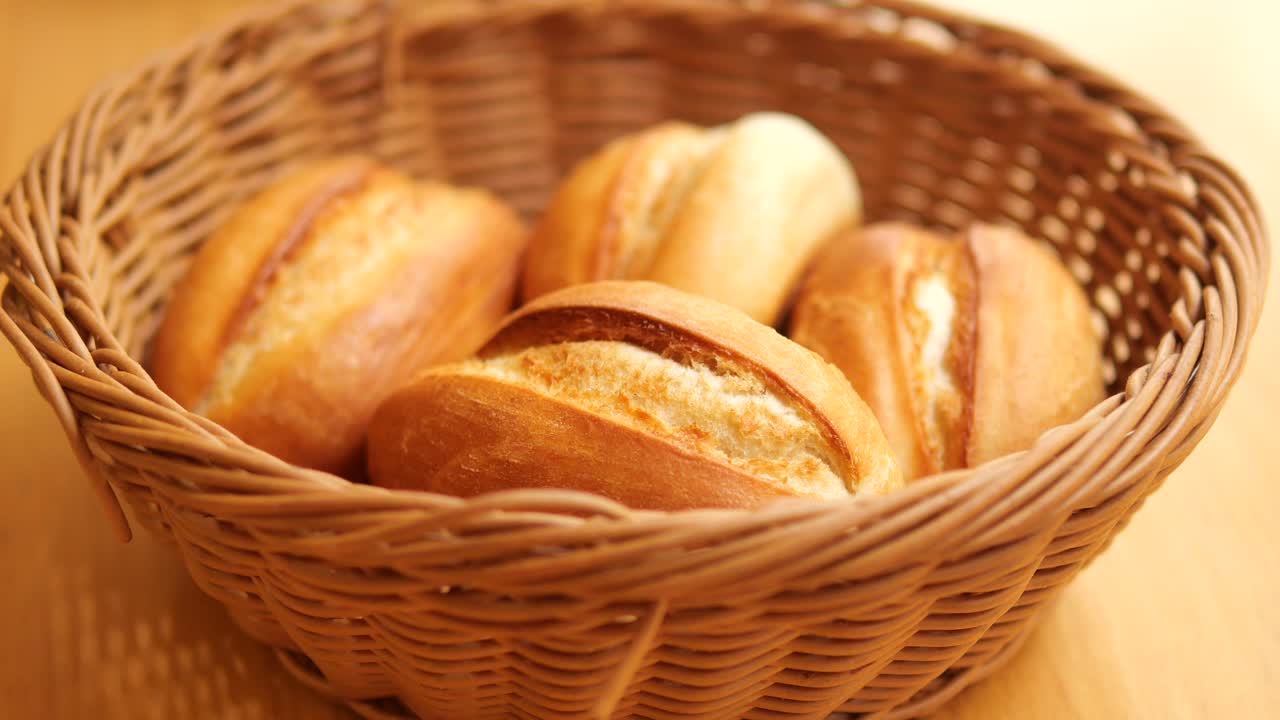 Freshly Baked Rolls in Wicker Basket