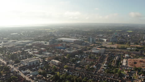 Circling-aerial-shot-towards-Slough-town-centre
