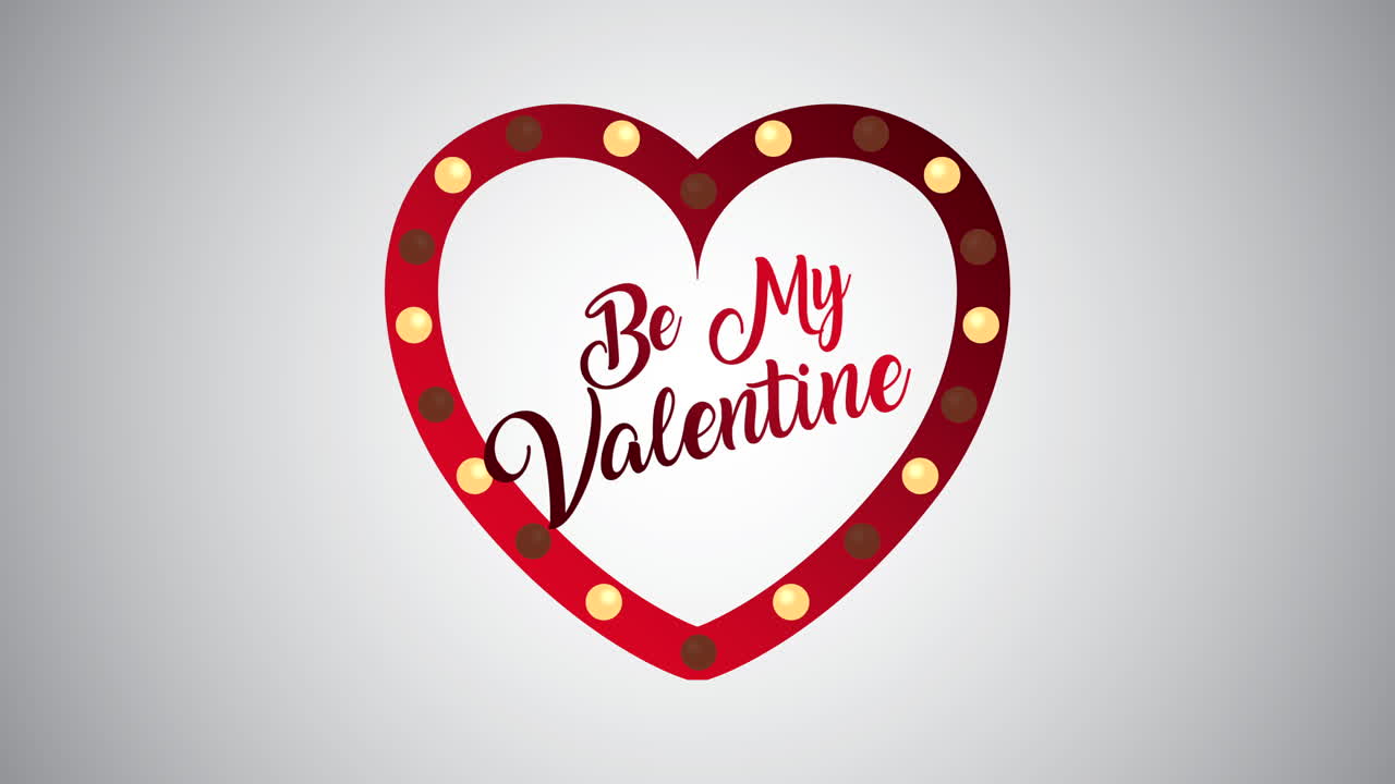 tarjeta animada del día de san valentín con corazón de luces