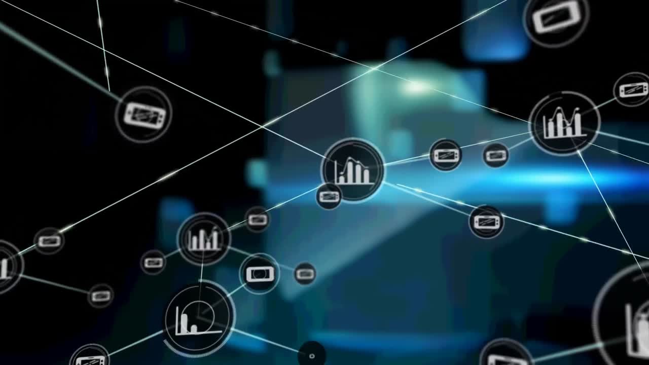 animación de la red de conexiones sobre fondo negro