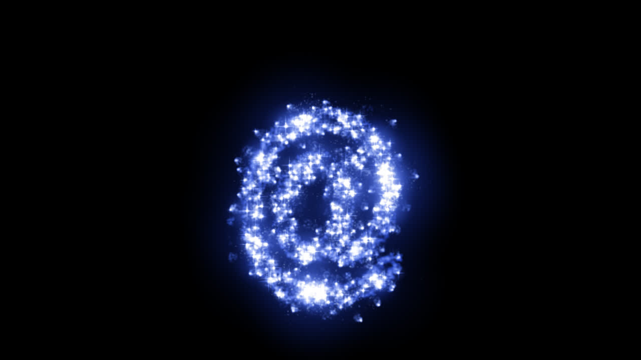 Glødende snabel-a symbol med funklende stjerner på gennemsigtig baggrund