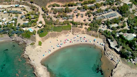 european tourism aerial views of a beach on the island of sardinia italy year 2022 summer