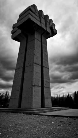 brutalist concrete monument and textured details in monochrome