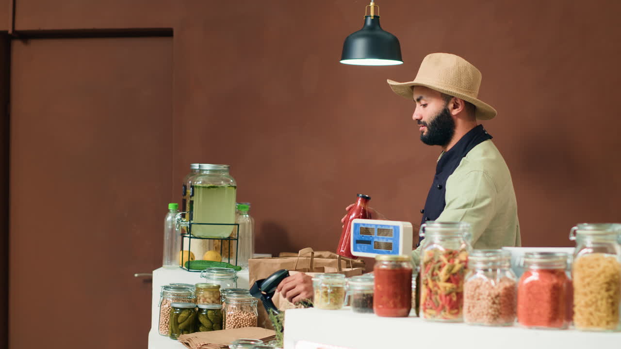 entregador que toma el pedido de suministros de alimentos