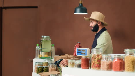 deliveryman taking food supplies order