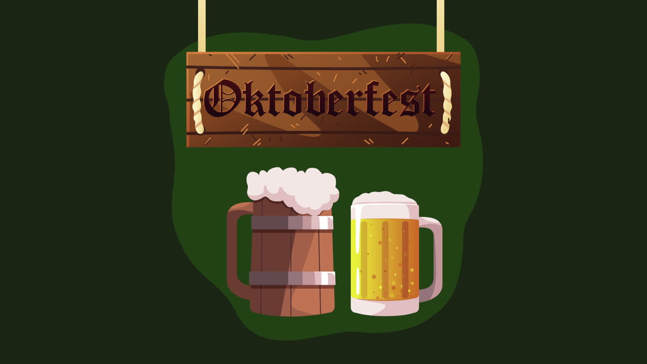 letras de oktoberfest en animación de etiquetas de madera