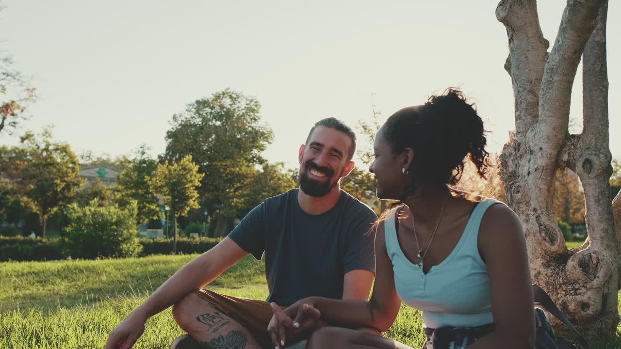 Couple sitting in a park