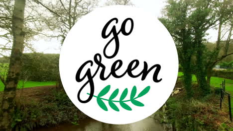 animación de texto en verde sobre el paisaje