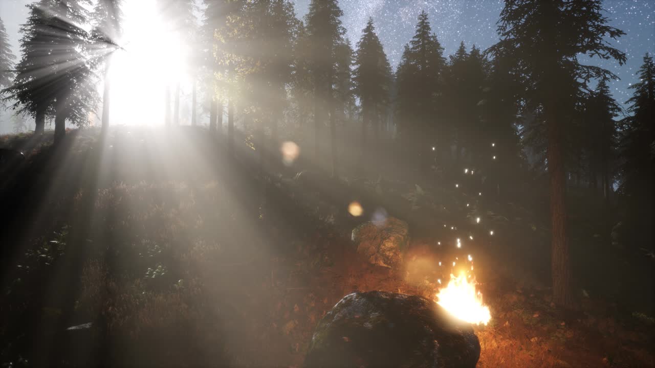 fuego de campamento en la montaña