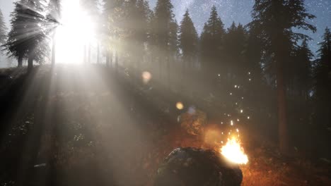 fuego de campamento en la montaña