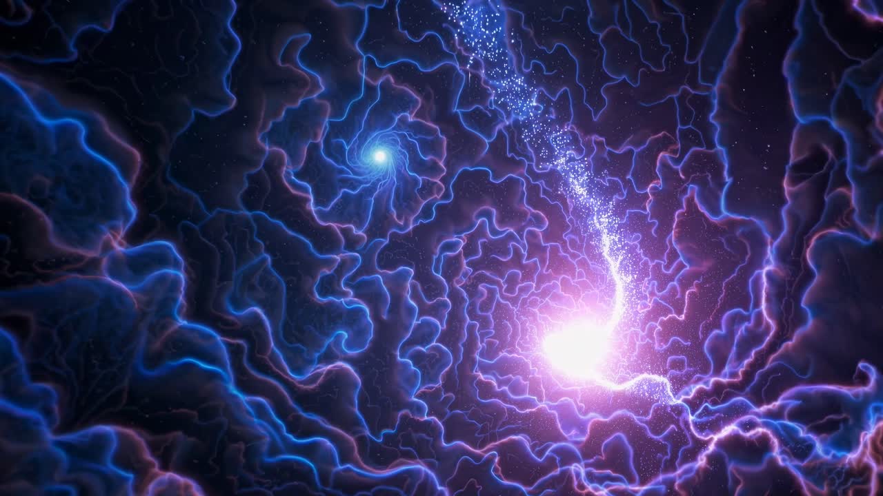 A mesmerizing top-down view of a swirling, electric blue vortex, perfect for a sci-fi video