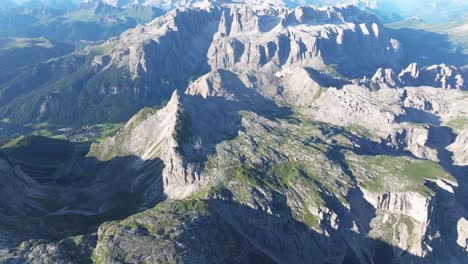 Breathtaking-aerial-view-of-the-Dolomites-featuring-the-prominent-Sassongher