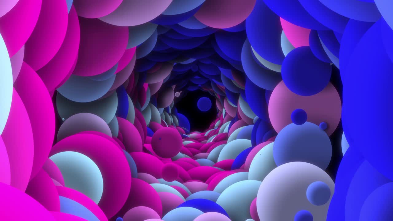 Neon abstract background with blue and pink bubbles. Looped animation 4k