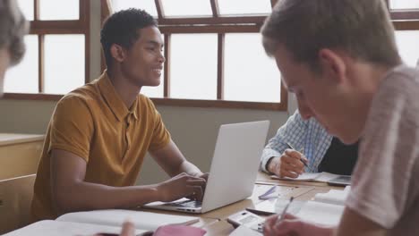 students working together in high school class