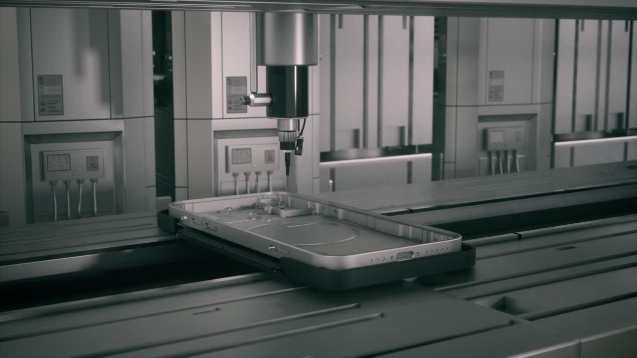 Precision Cnc Machining Process Of Smartphone Frame In High-Tech Manufacturing Facility