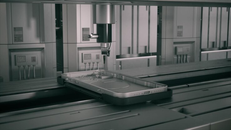 Precision Cnc Machining Process Of Smartphone Frame In High-Tech Manufacturing Facility