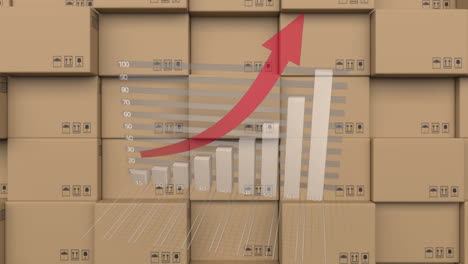animation of statistics processing over cardboard boxes