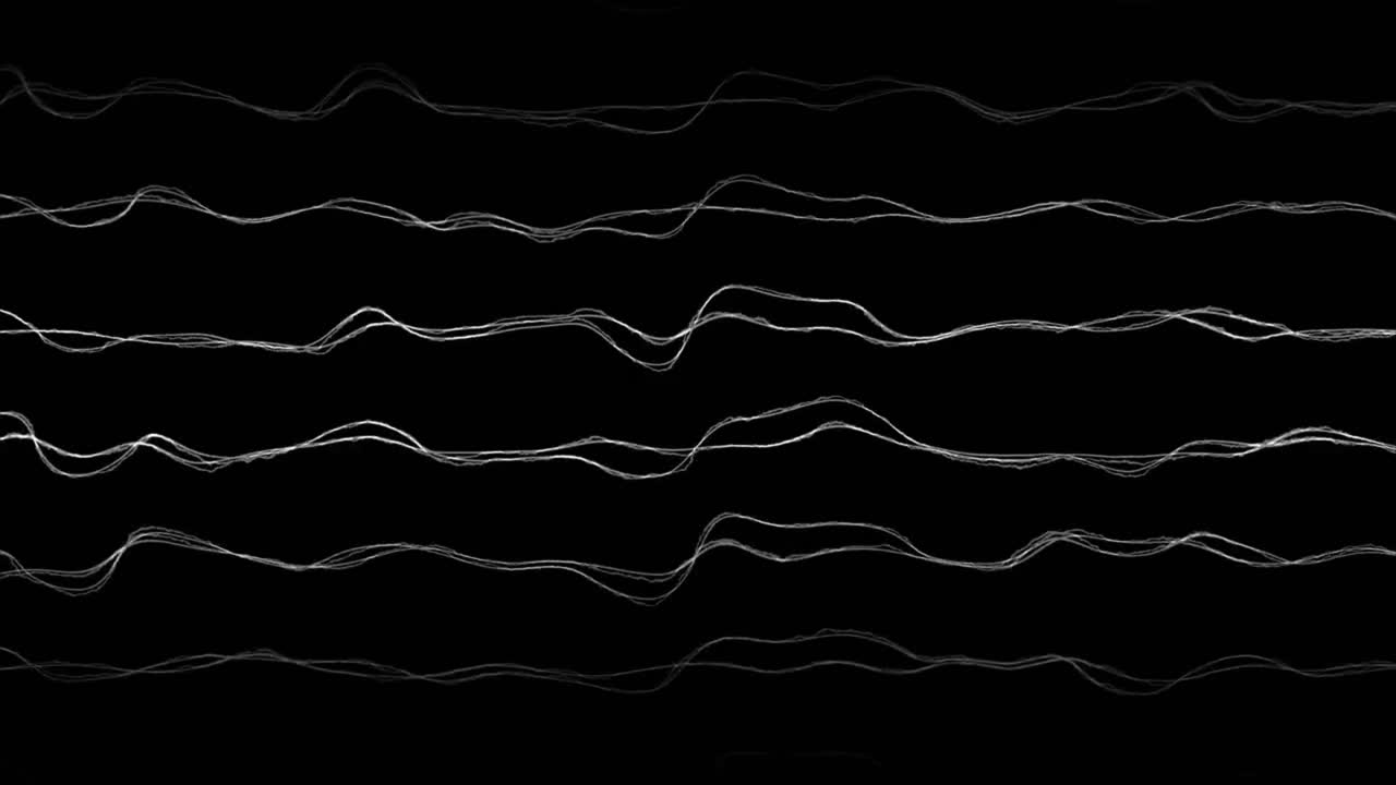 Linee bianche ondulate astratte disegnate a mano su sfondo nero