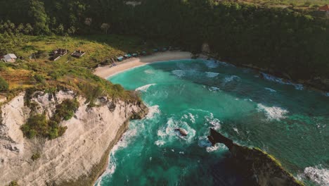 aerial view of atuh beach and batupadasan island in nusa penida - indonesia