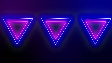 de bucle de triángulo electricidad de luz de neón marco zoom movimiento con espacio de copia. futurista bucle 3d azul rosa luz láser marco de la etapa de bucle sin costuras de fondo