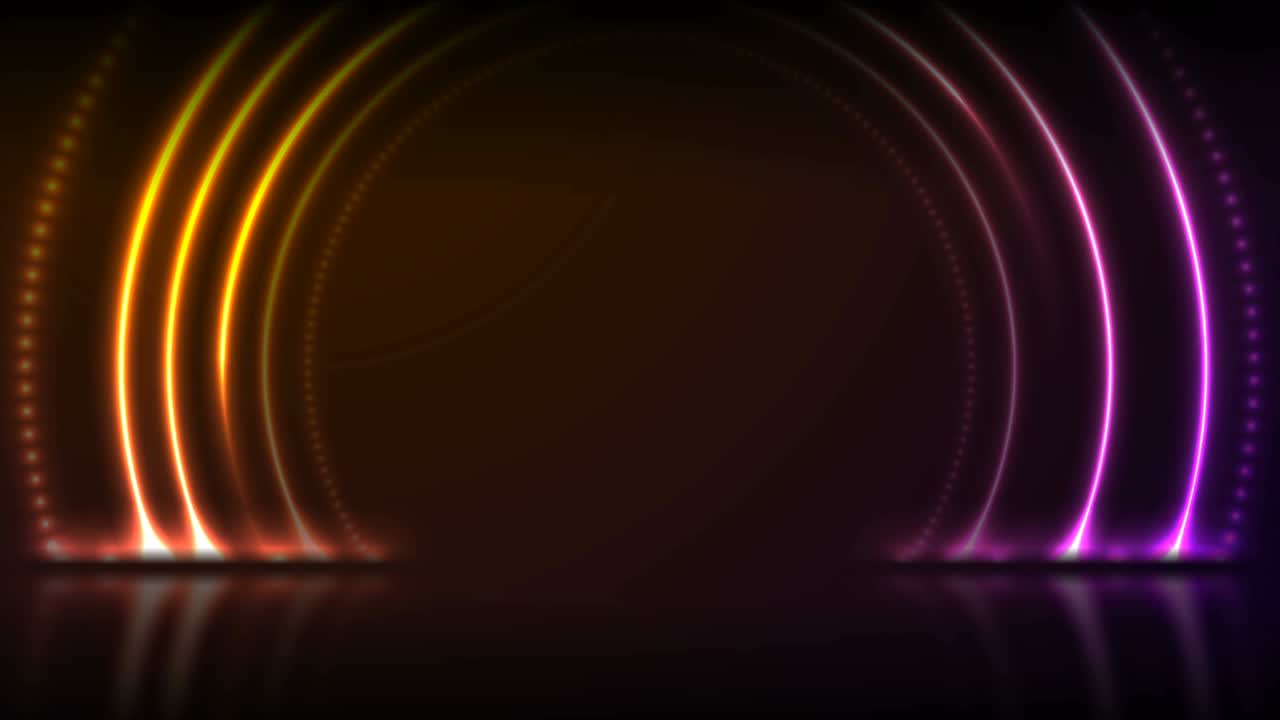 Orange purple neon laser circles technology motion background