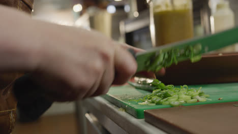 caucasian woman cutting vegetables