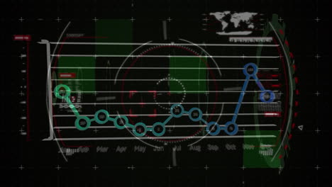animación del escaneo del alcance sobre el procesamiento de datos y el gráfico