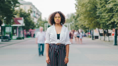 stylish woman in city street