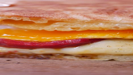 close-up of a turkish breakfast sandwich