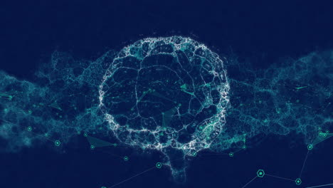 animación del cerebro humano en 3d girando sobre una red de conexiones
