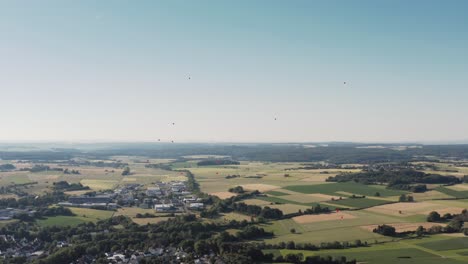 Aerial-through-a-group-of-heart-shaped-balloons-celebrating-a-wedding