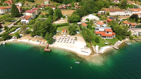 Wonderful-aerial-establishing-view-of-Lake-Orta-view-view-of-Town-Pella,-italy