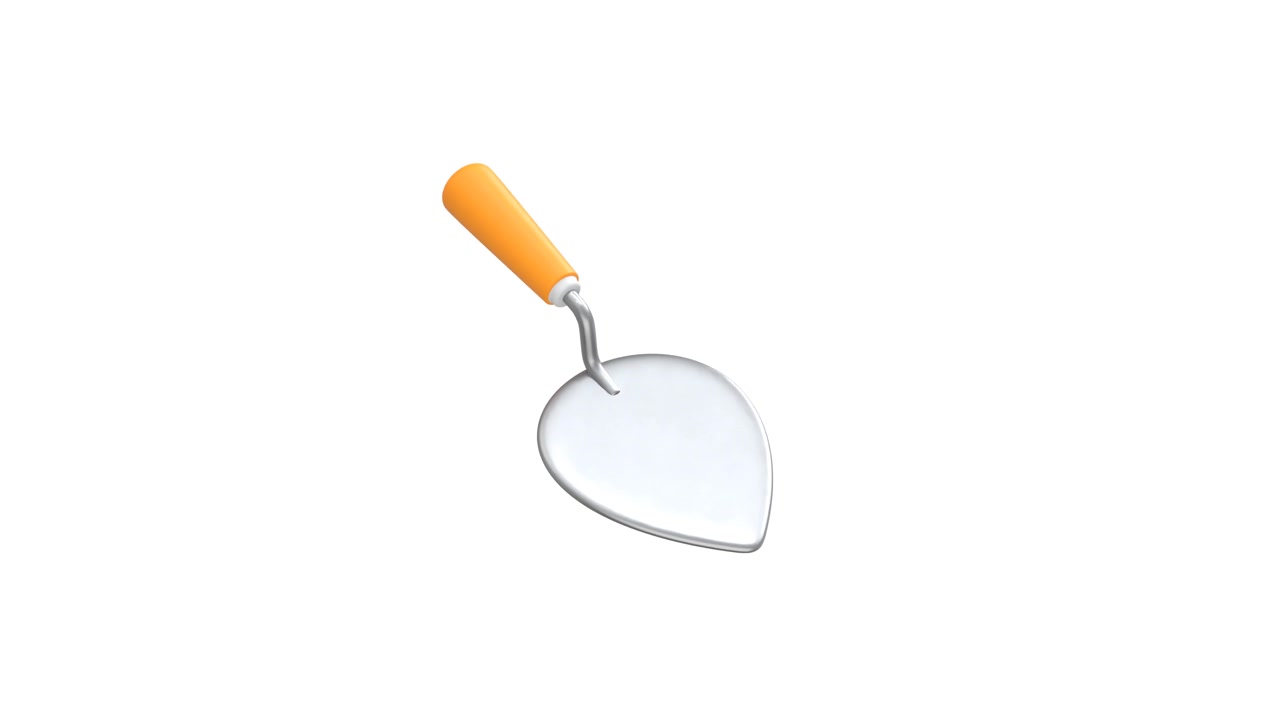 3D Render of a Masonry Trowel Rotating on White Background