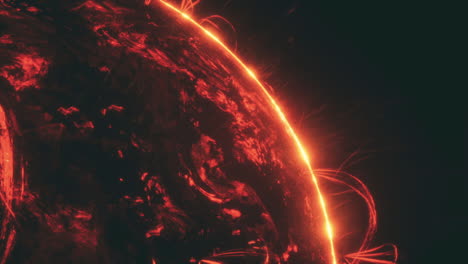 solar activity captured showing fiery plasma eruptions from the suns surface
